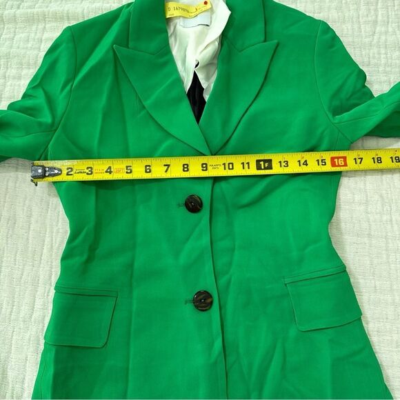Rosetta Getty Women's Peak-lapel Two-Button Stretch-cady Jacket Size 4 Green - Picture 10 of 13